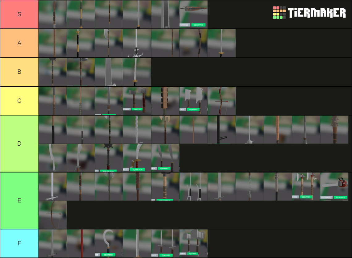 Roblox Combat Warrior Weapon Tier List (Community Rankings) - TierMaker