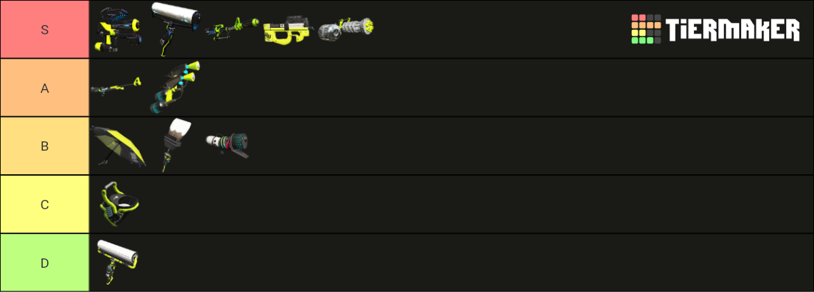 Splatoon Hero Weapons Tier List (Community Rankings) - TierMaker