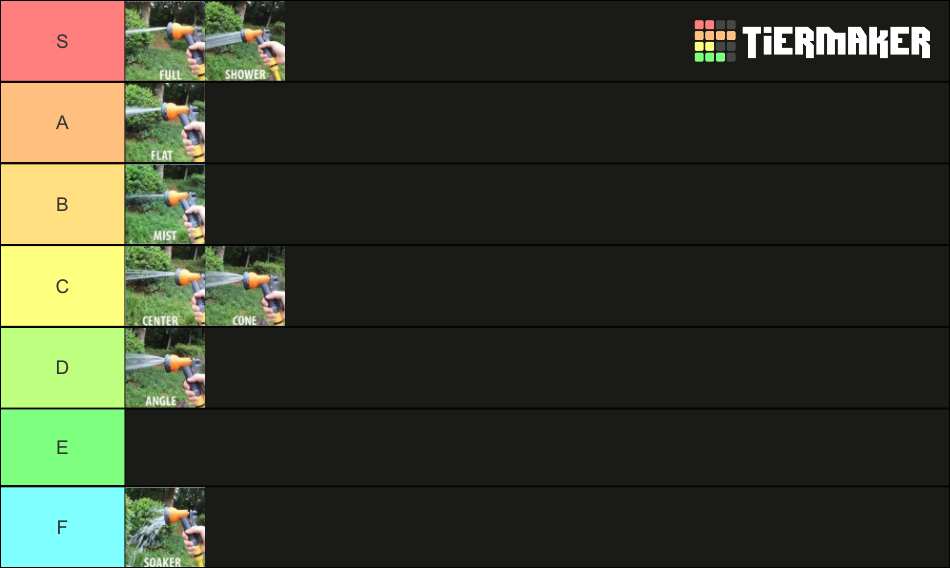 Garden hose settings Tier List Rankings) TierMaker