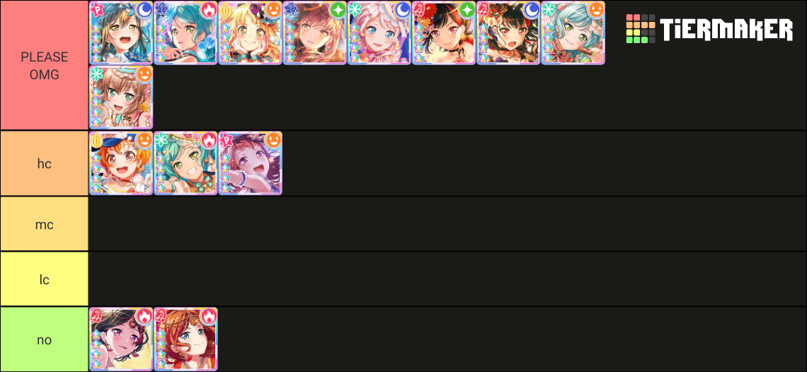 bandori 4 star cards Tier List (Community Rankings) - TierMaker