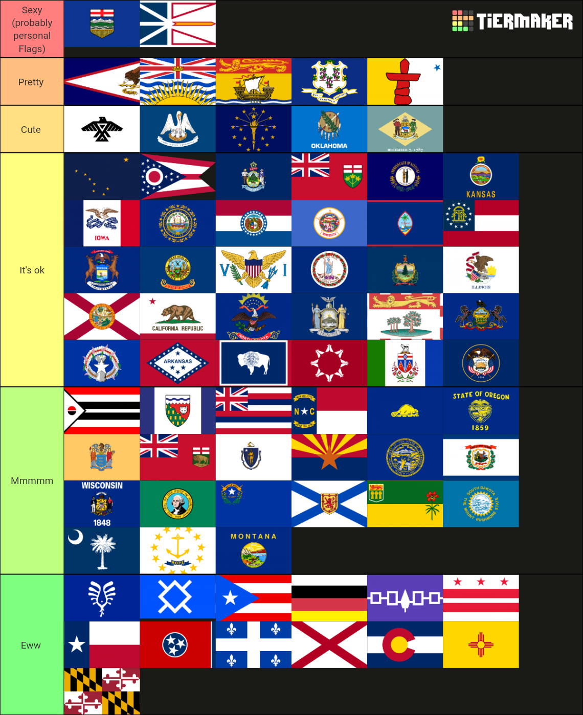 State/Provincial flags of USA + Canada Tier List (Community Rankings ...