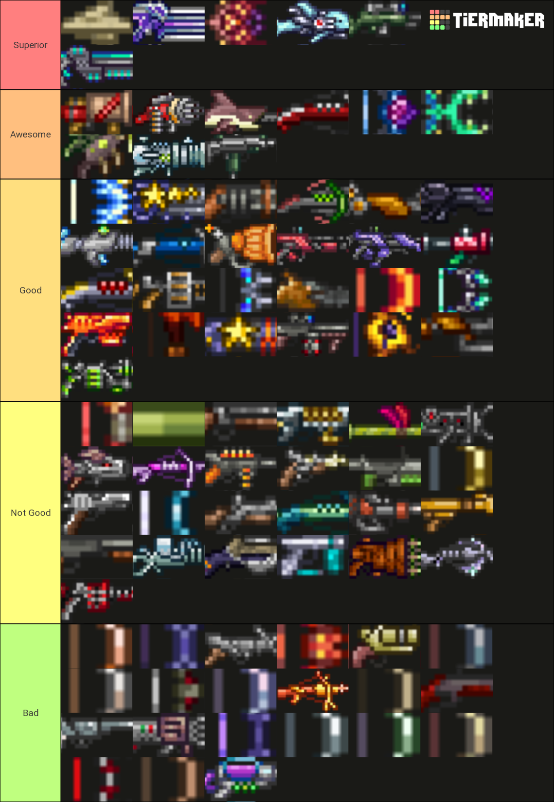 Terraria 1 4 Ranger Weapons Tier List Community Rankings TierMaker   Terraria 14 Ranger Weapons 523982 1657668527 