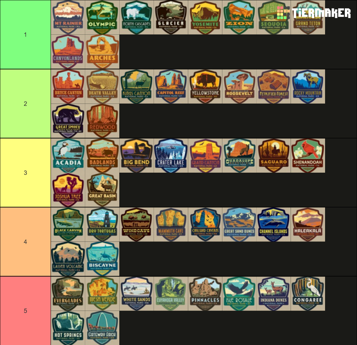 US national parks Tier List (Community Rankings) - TierMaker