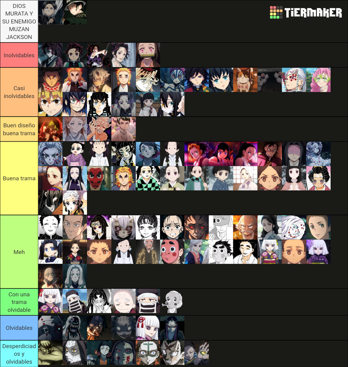 Personajes de Kimetsu No Yaiba Tier List (Community Rankings) - TierMaker