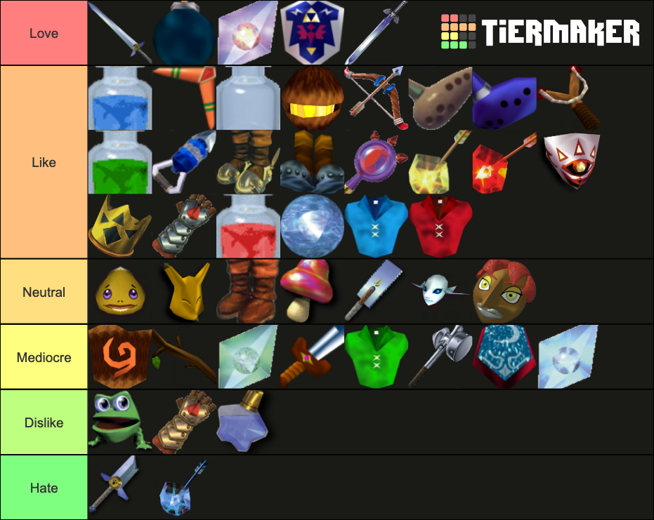 The Legend of Zelda Ocarina of Time Items Tier List Rankings