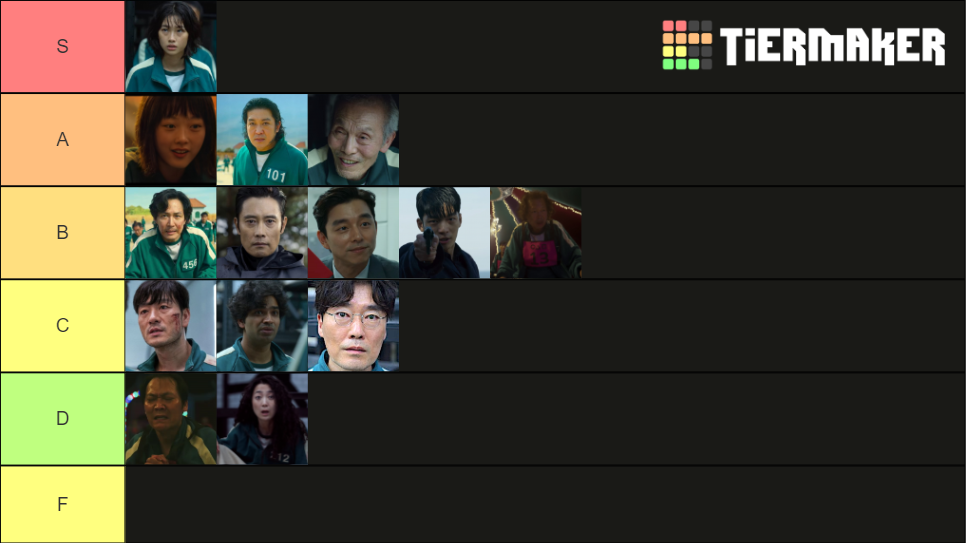 Squid game characters tier list community rankings tiermaker