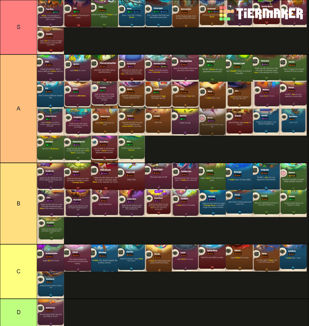 axie v3 tierlist cards Tier List Rankings) TierMaker