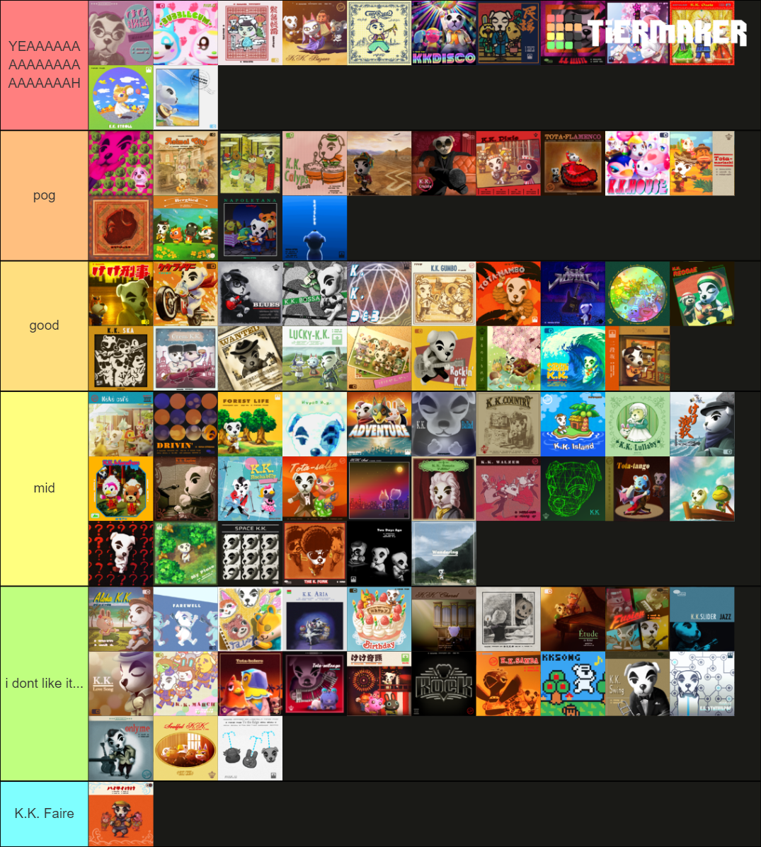 K.K Slider Songs Tier List Rankings) TierMaker