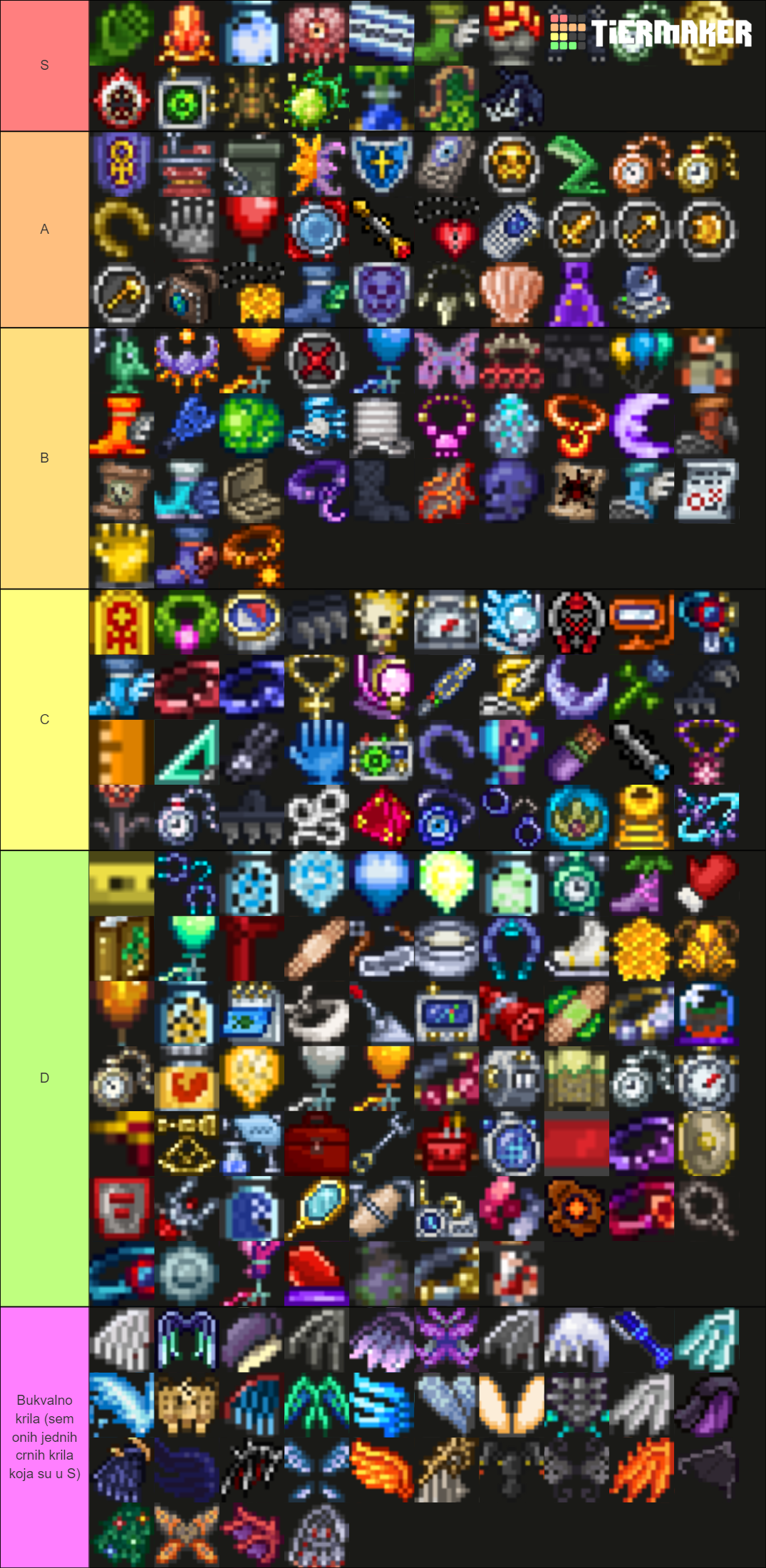 All terraria accessories Tier List Rankings) TierMaker