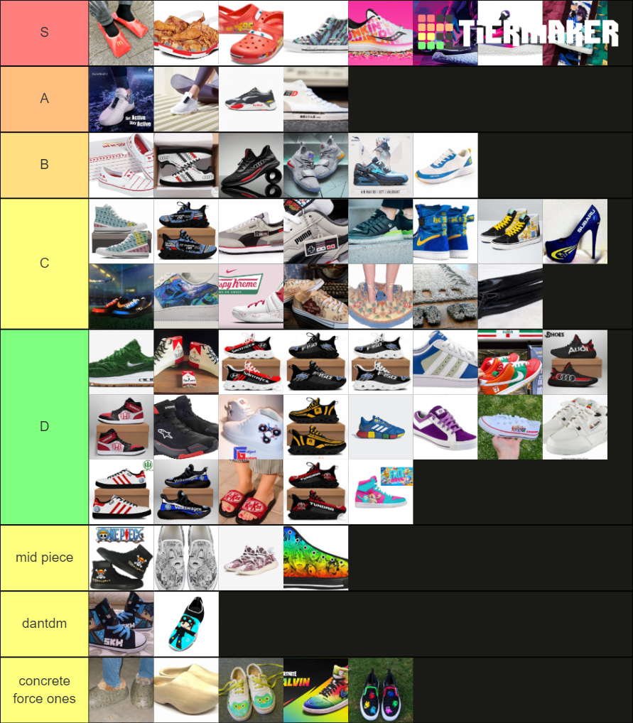 sussy shoes Tier List Rankings) TierMaker