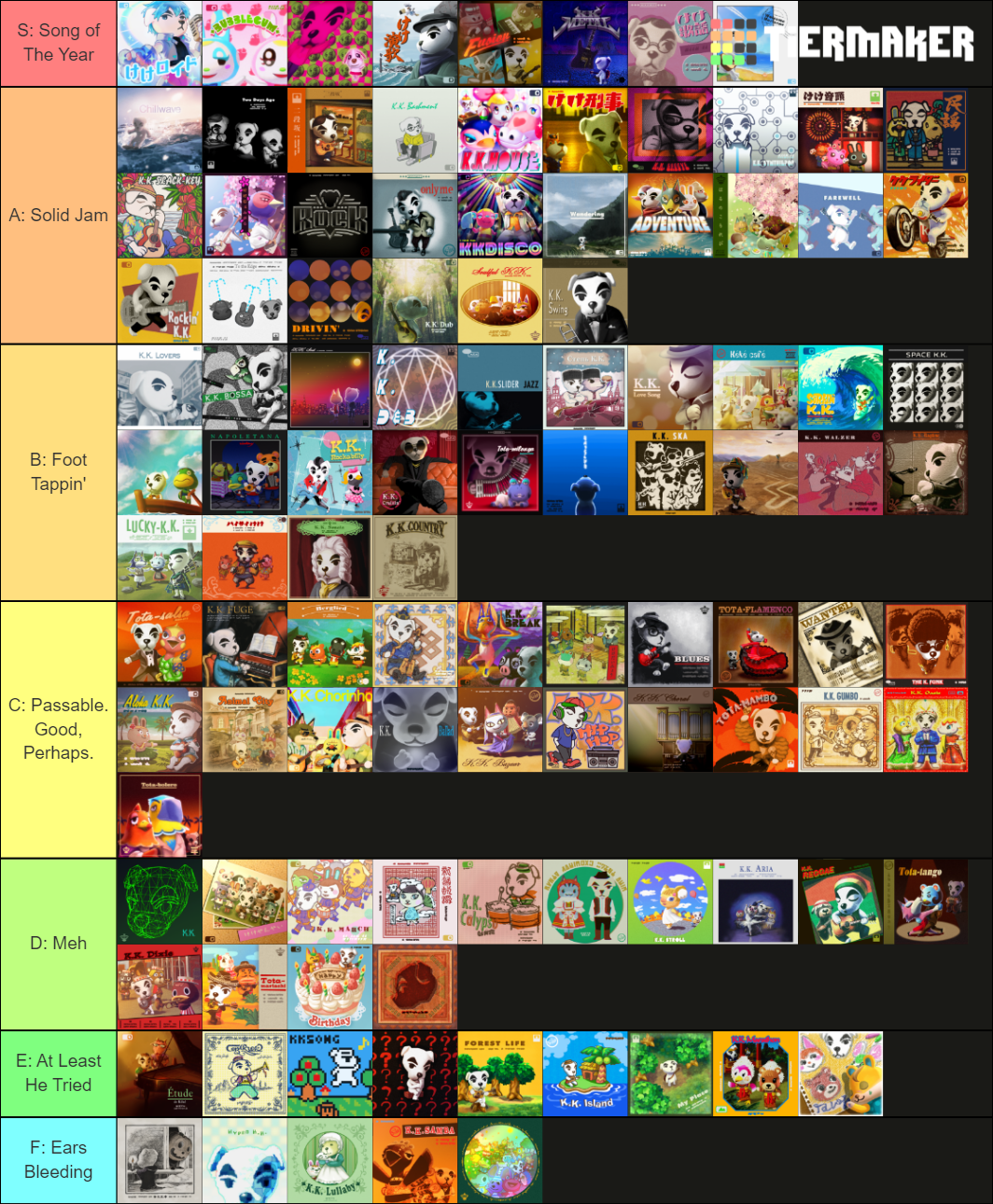 ACNH K.K. Slider All 107 Songs Tier List Rankings) TierMaker
