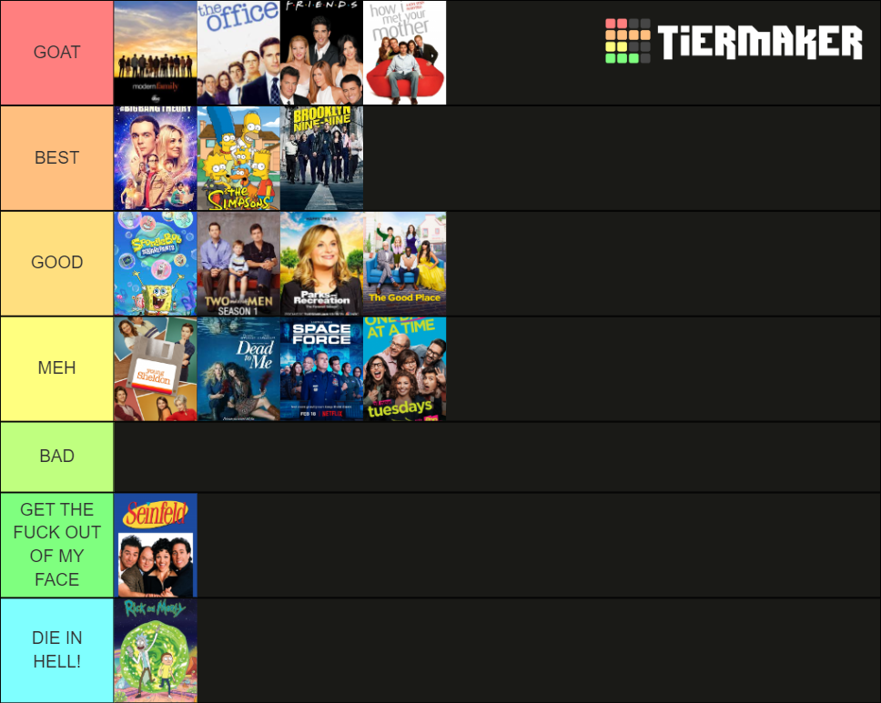 The Best TV Comedy Series Tier List Rankings) TierMaker