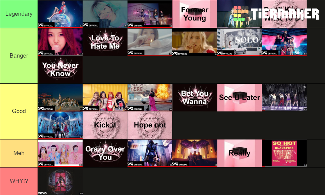 BlackPink song rating Tier List (Community Rankings) - TierMaker