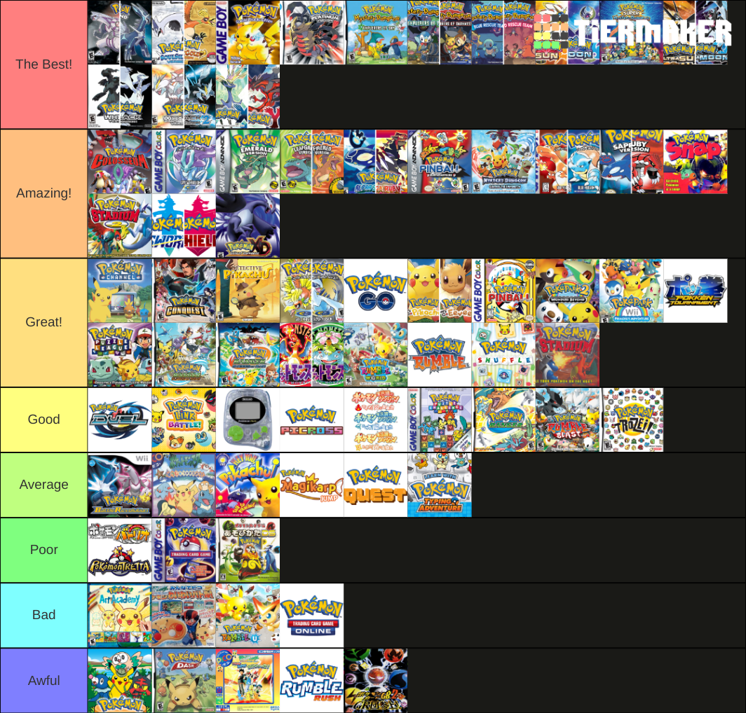 Every (EVERY) Pokemon Game Tier List (Community Rankings) - TierMaker