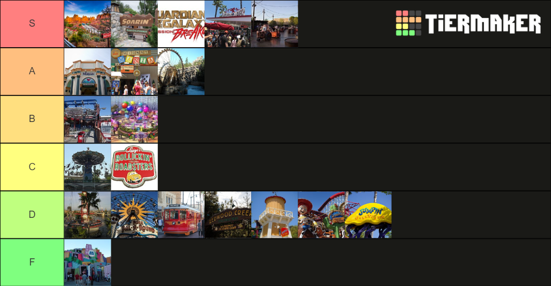 Disney California Adventure Rides Tier List Community Rankings 