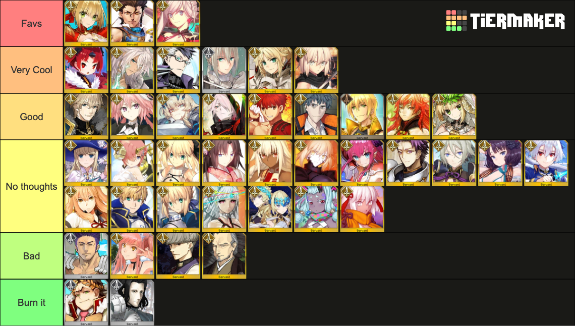 FGO Epic Saber Servant Tier List (Community Rankings) - TierMaker