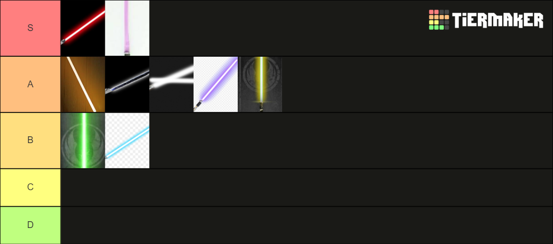 Lightsaber Colors Tier List Rankings) TierMaker