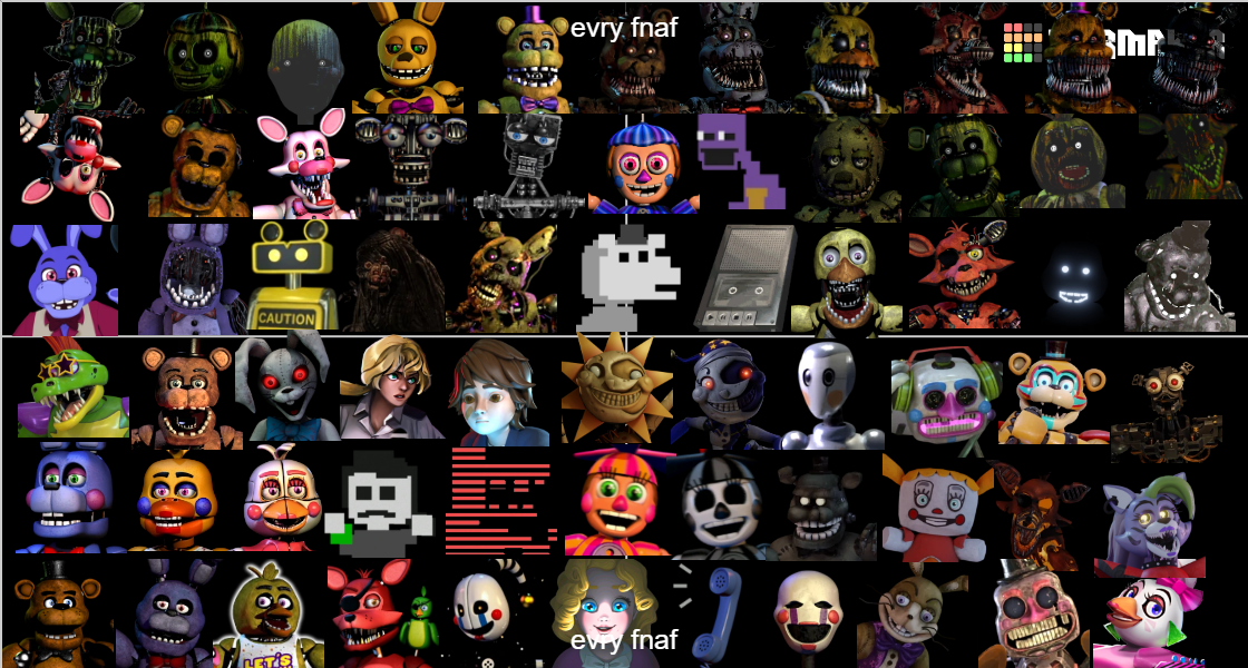5 nights at freddy's characters names