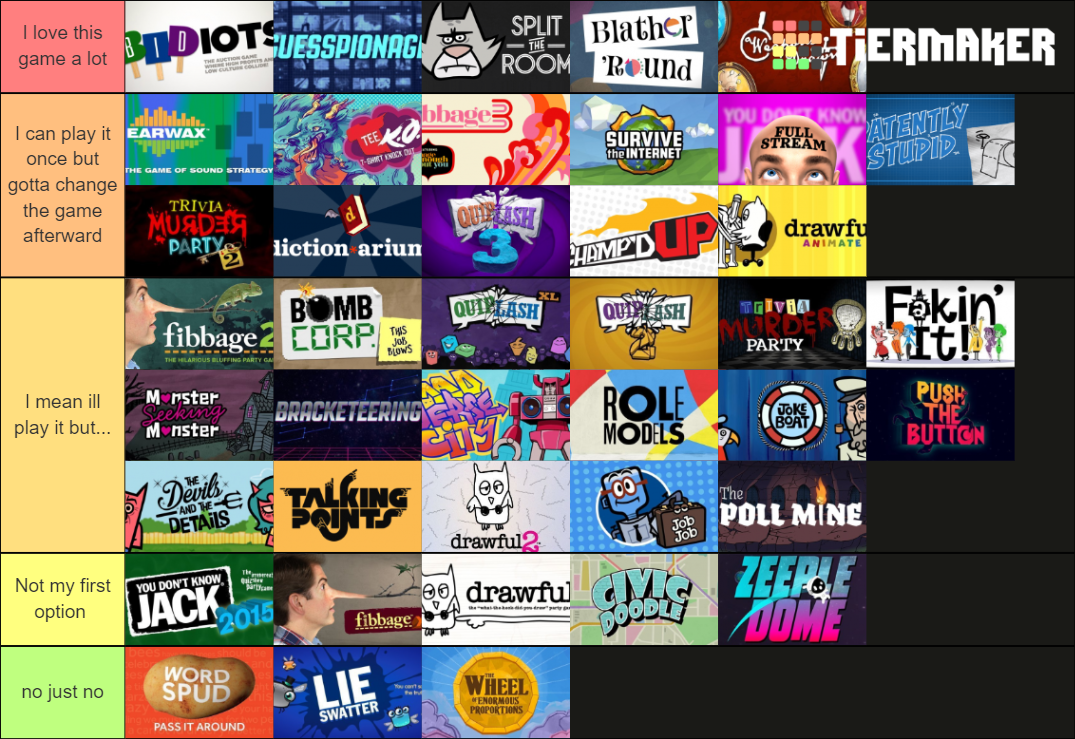 Every Jackbox Party Pack Game Packs 1 9 Tier List Community Rankings Tiermaker