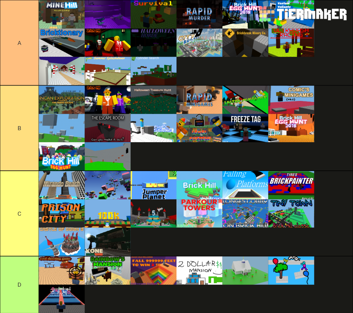 Brick Hill Games Tier List (Community Rankings) - TierMaker