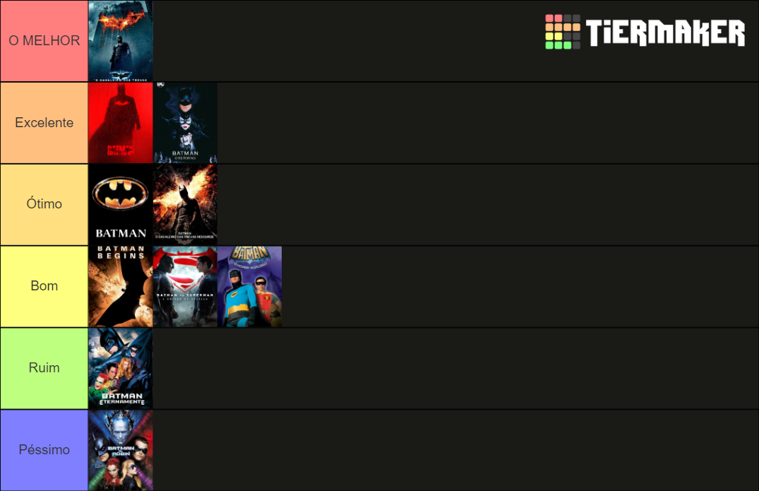 Best Batman Movies (ALL OF THEM) Tier List Rankings) TierMaker