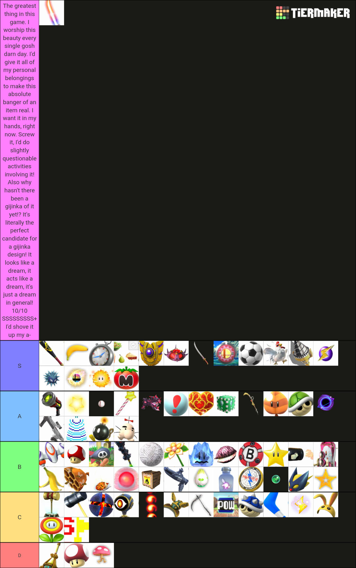 Smash Bros. Ultimate Items Tier List Rankings) TierMaker