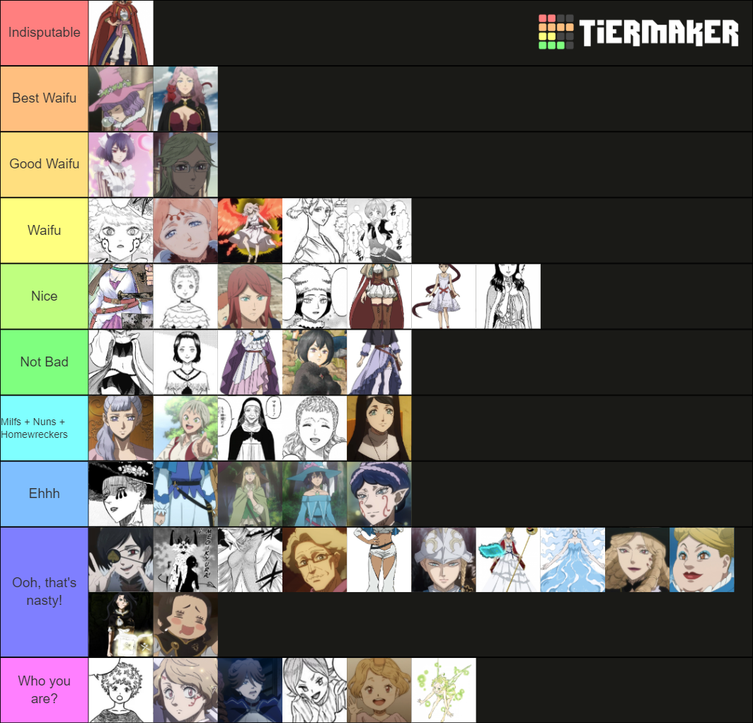 Black Clover Waifus (44) Tier List Rankings) TierMaker