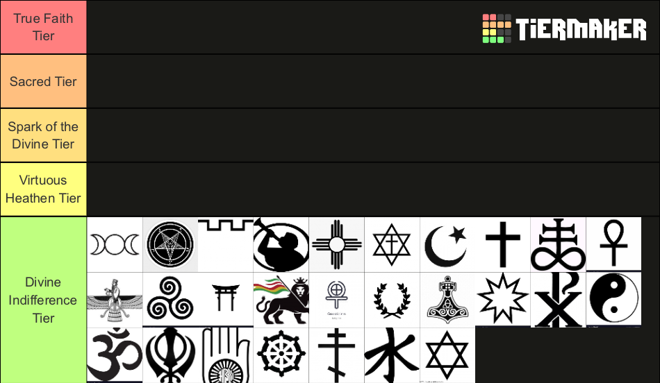 Religion Tier List Rankings) TierMaker