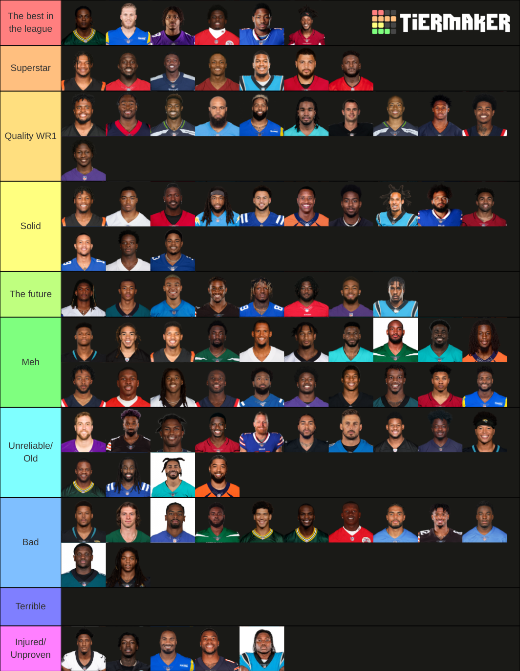 NFL 202122 Wide Receivers Tier List Rankings) TierMaker