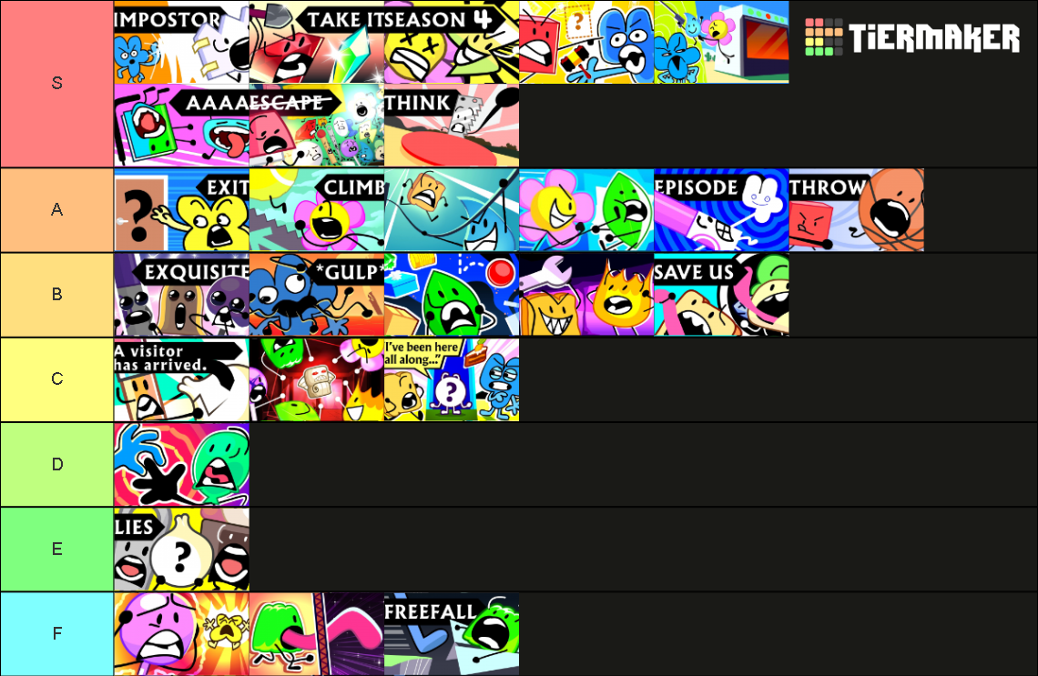 BFB Episode Tier List Rankings) TierMaker