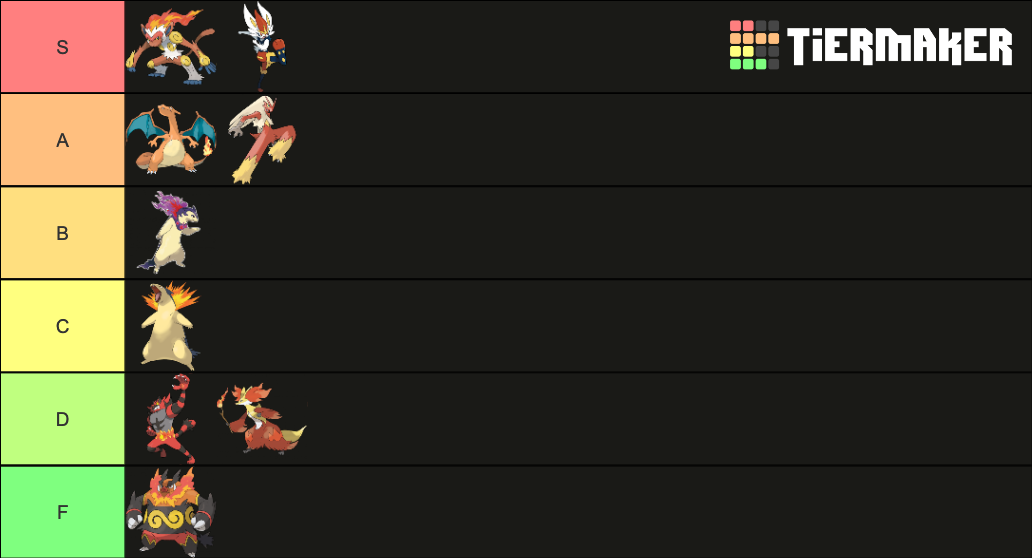 Fully Evolved Fire Starter Pokemon Tier List Rankings