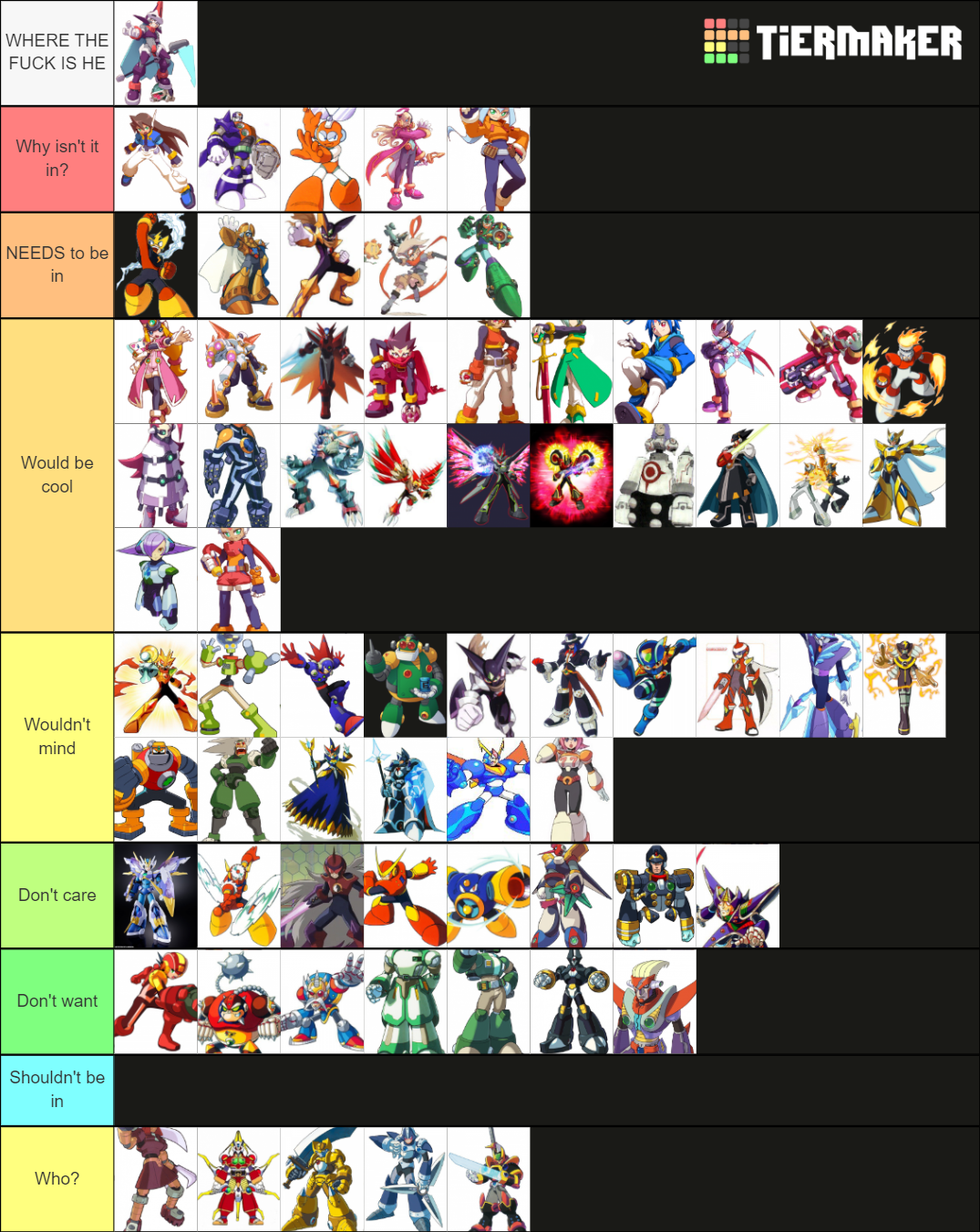 Megaman X Dive Character Wishlist Tier List Rankings