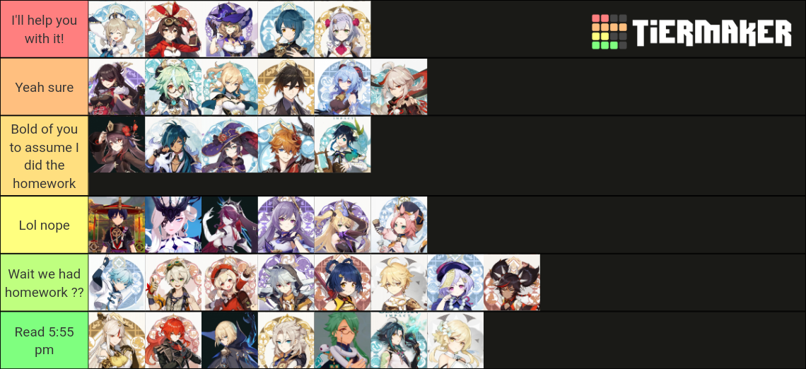 Can I copy your homework? Tier List (Community Rankings) - TierMaker