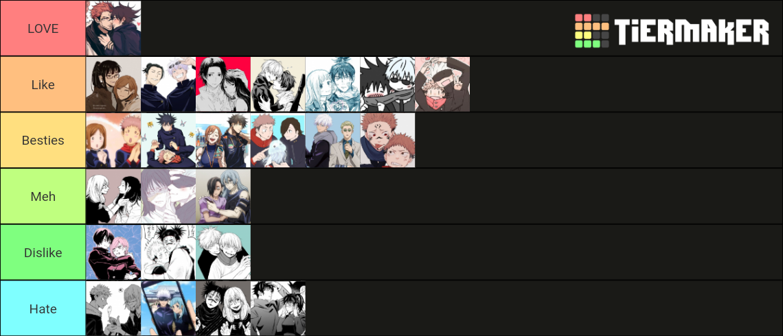 Jujutsu Kaisen Ships Tier List (Community Rankings) - TierMaker