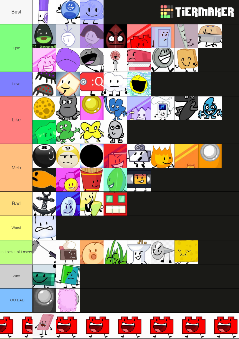 Almost Every BFB Character Again Tier List Rankings) TierMaker