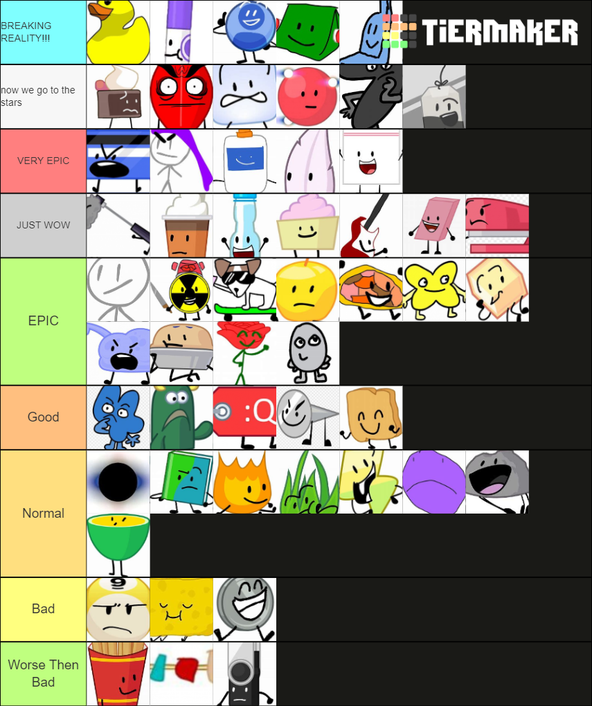 BFB And BFDI Mini Tier List (Community Rankings) - TierMaker