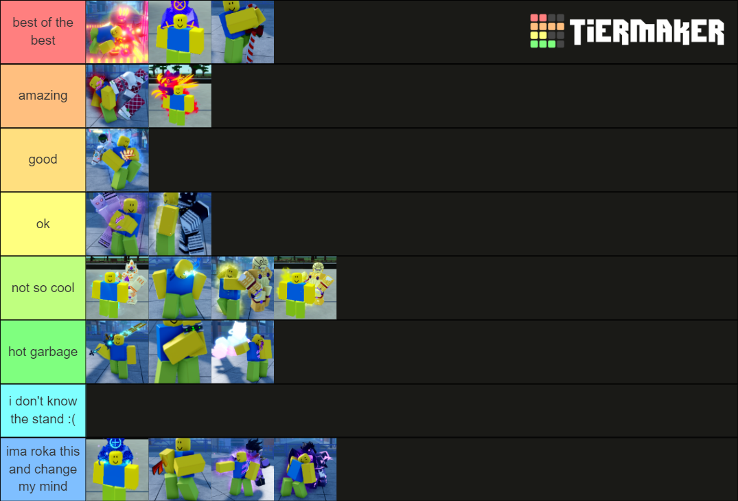 AUT Stands/Specs Maker [v1.1] Tier List Rankings) TierMaker