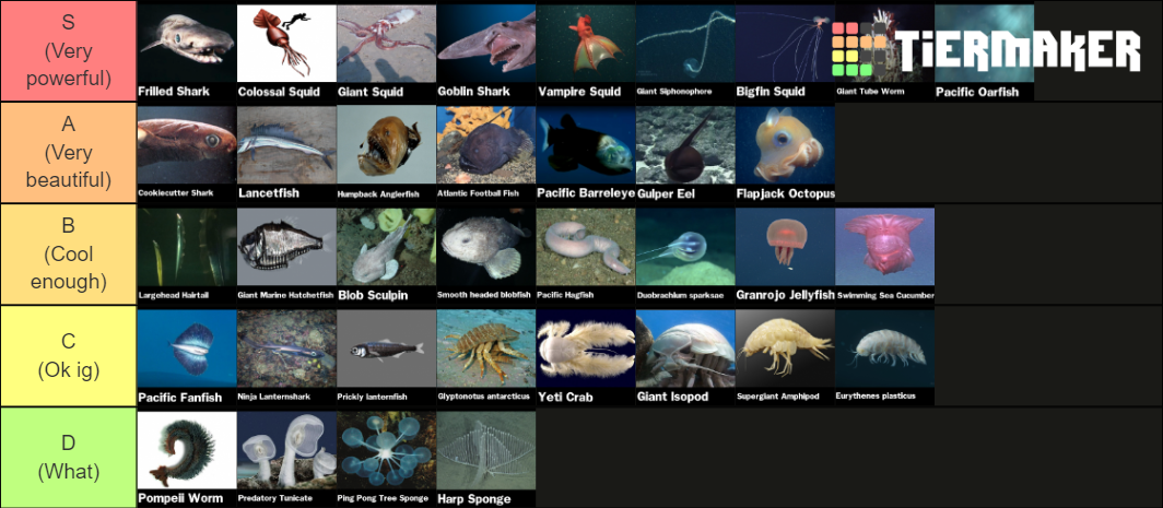 Deep Sea Creatures Tier List (Community Rankings) - TierMaker