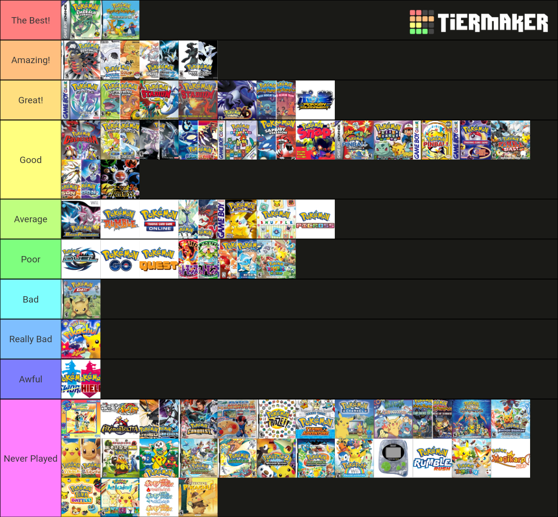 Every (EVERY) Pokemon Game Tier List (Community Rankings) - TierMaker