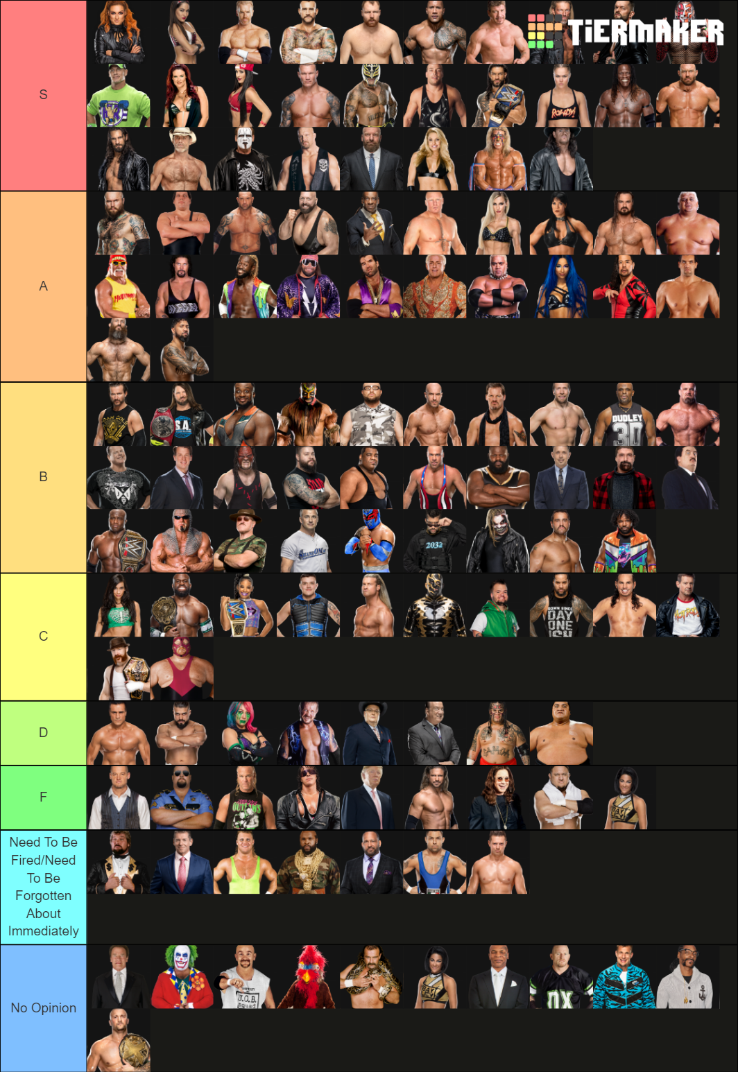 Ultimate WWE Tier List Rankings) TierMaker