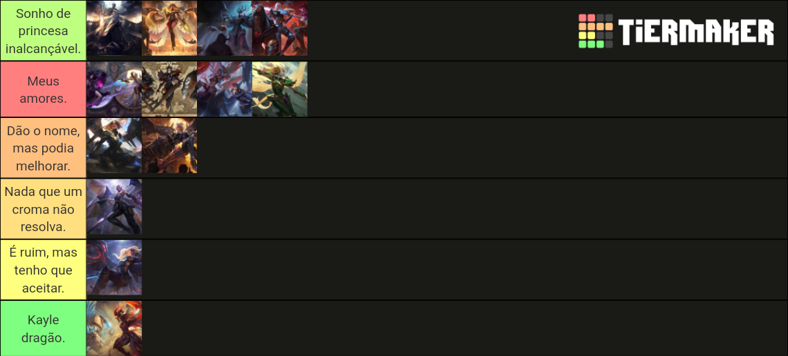 Kayle e suas skins. Tier List (Community Rankings) - TierMaker