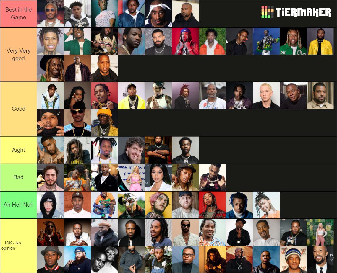 Best rappers OAT Tier List (Community Rankings) - TierMaker