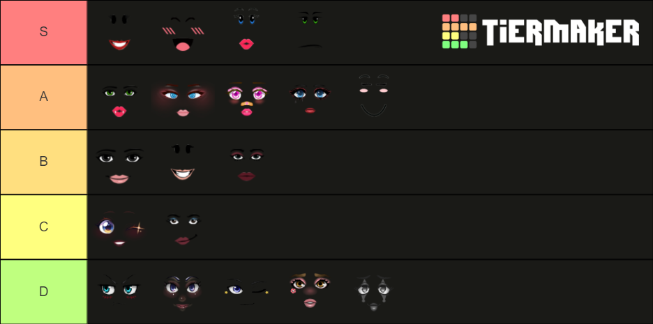 Roblox Model Faces Tier List Community Rankings Tiermaker