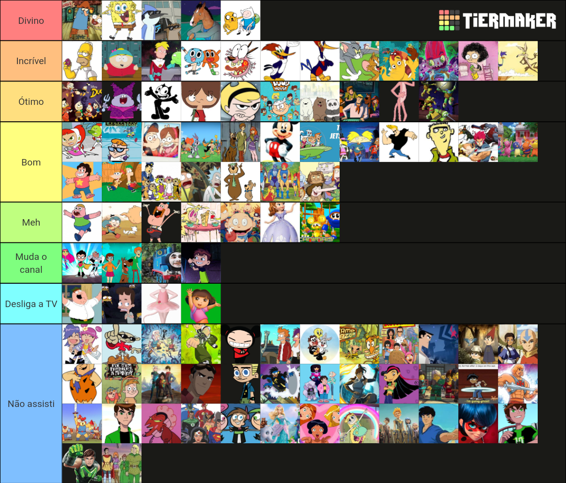 Desenhos Animados Tier List (Community Rankings) - TierMaker