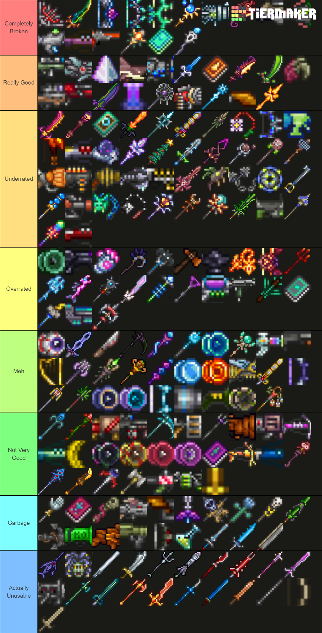 Terraria Hard-Mode Weapons Tier List (Community Rankings) - TierMaker