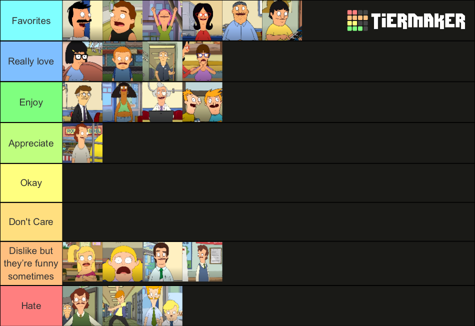 Bob's Burgers Characters Tier List Rankings) TierMaker