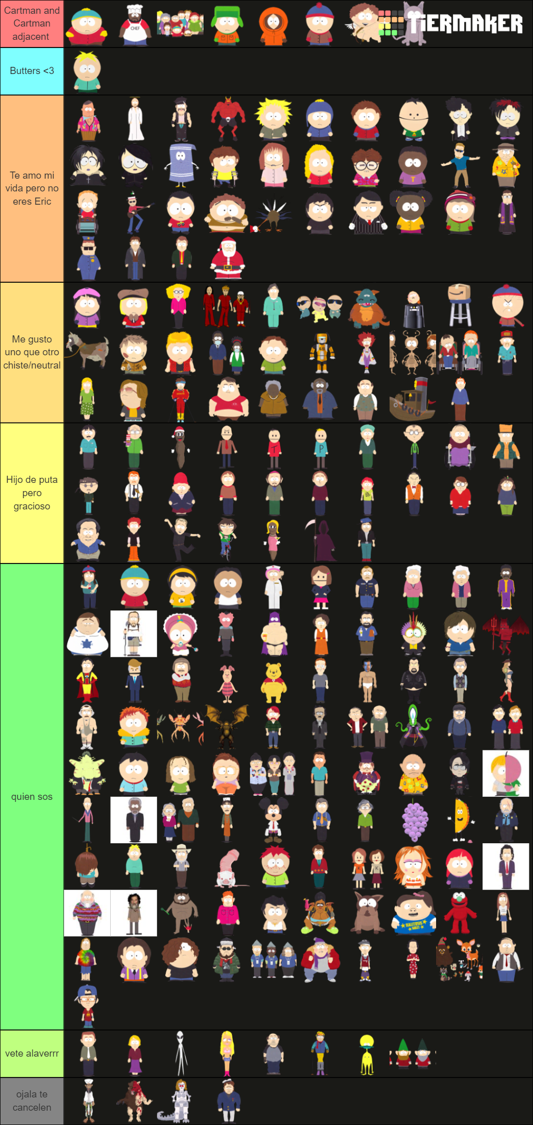 South Park Character Rankings Tier List (Community Rankings) - TierMaker