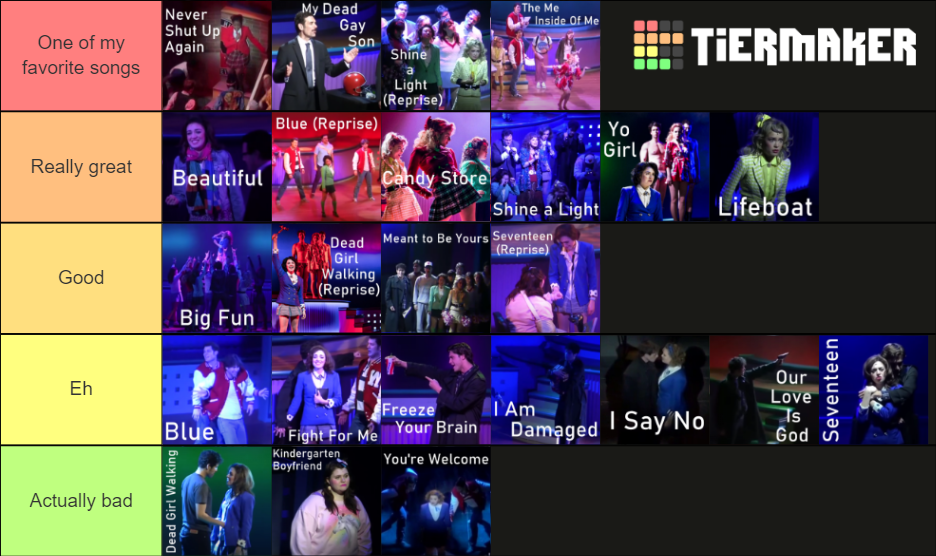 Songs from Heathers the Musical Tier List Rankings) TierMaker