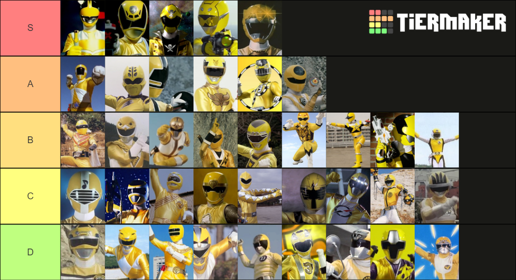 Sentai Yellow Tiers Tier List Rankings) TierMaker