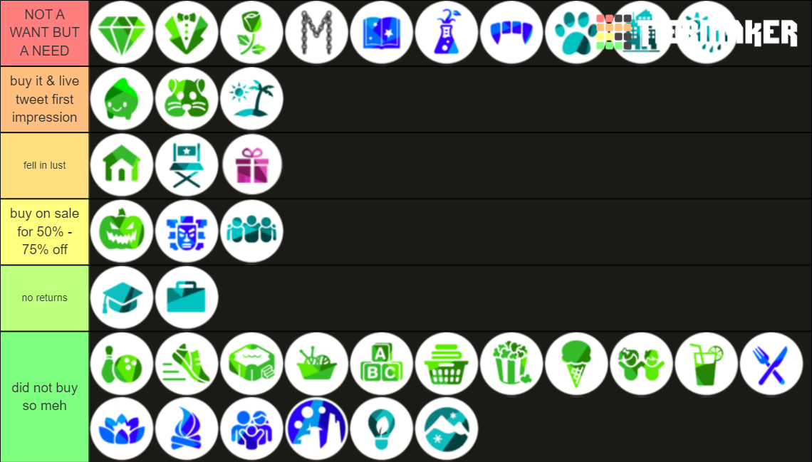 the sims 4 packs (2021) Tier List (Community Rankings) - TierMaker